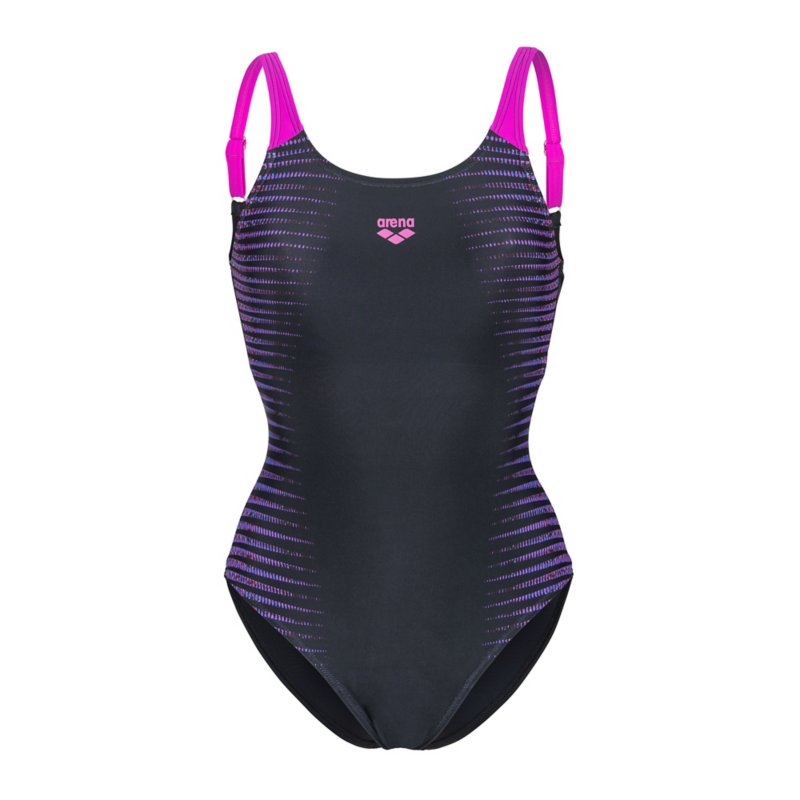 ARENA Maillot de bain 1 pièce femme Side Placement Noir et rose