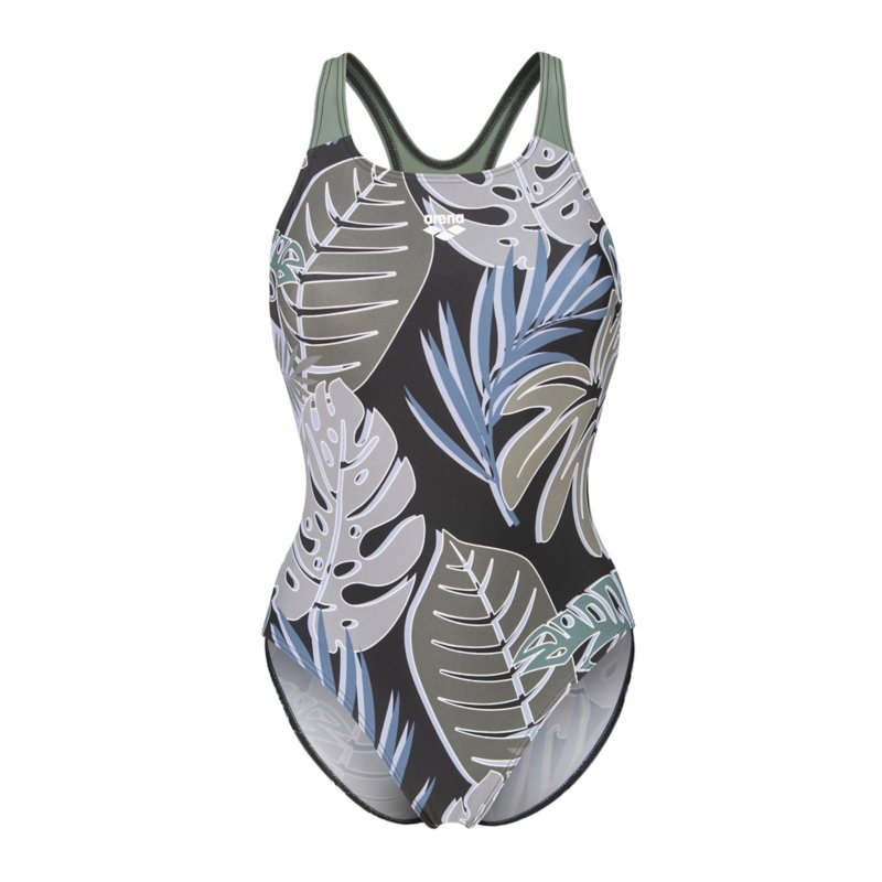 ARENA Maillot de bain 1 pièce femme Forest Noir et multicolore