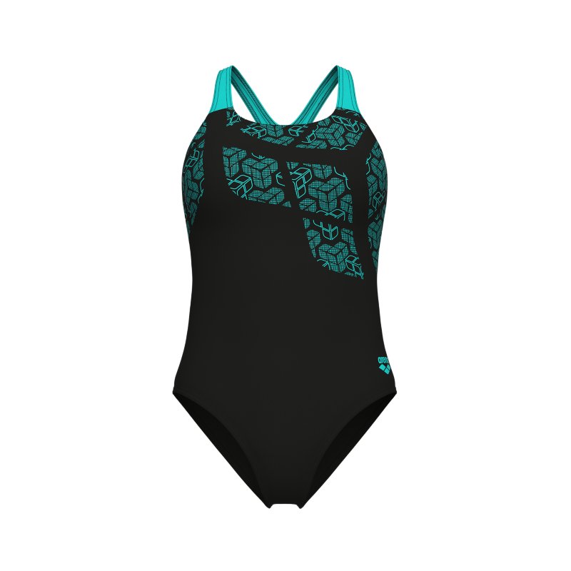ARENA Maillot de bain 1 pièce femme Kikko Noir et bleu