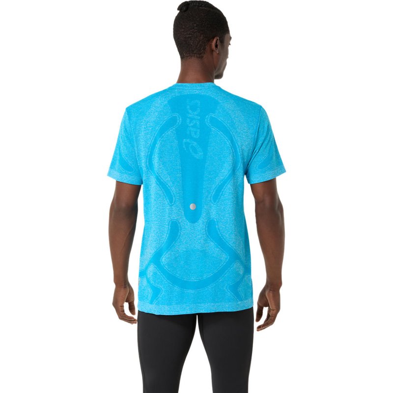 ASICS Tee-shirt de running à manches courtes homme Road Seamless Top Bleu