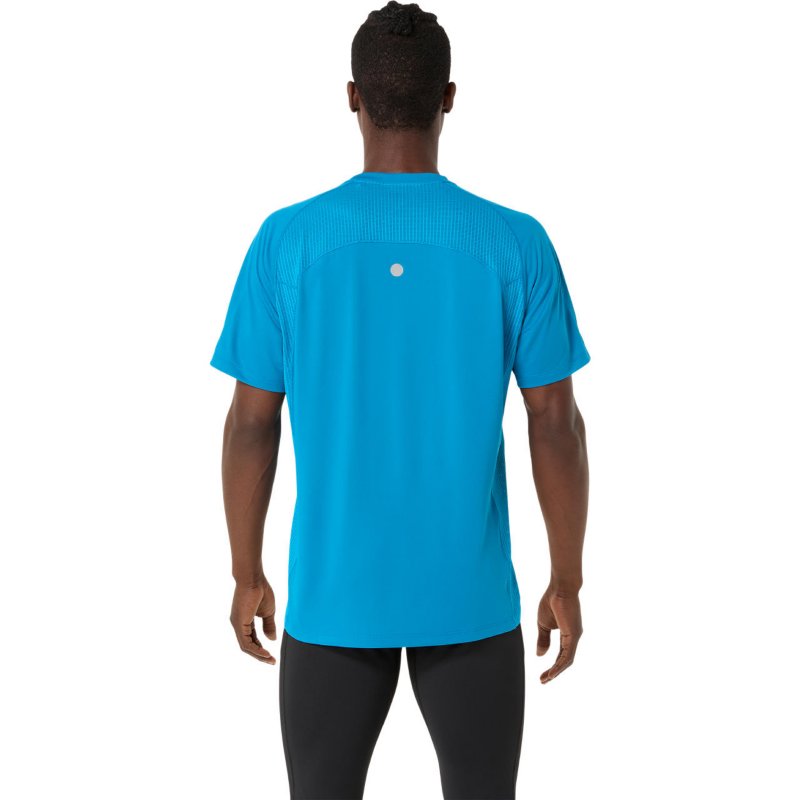 ASICS Tee-shirt de running à manches courtes homme Road Fade Bleu et jaune