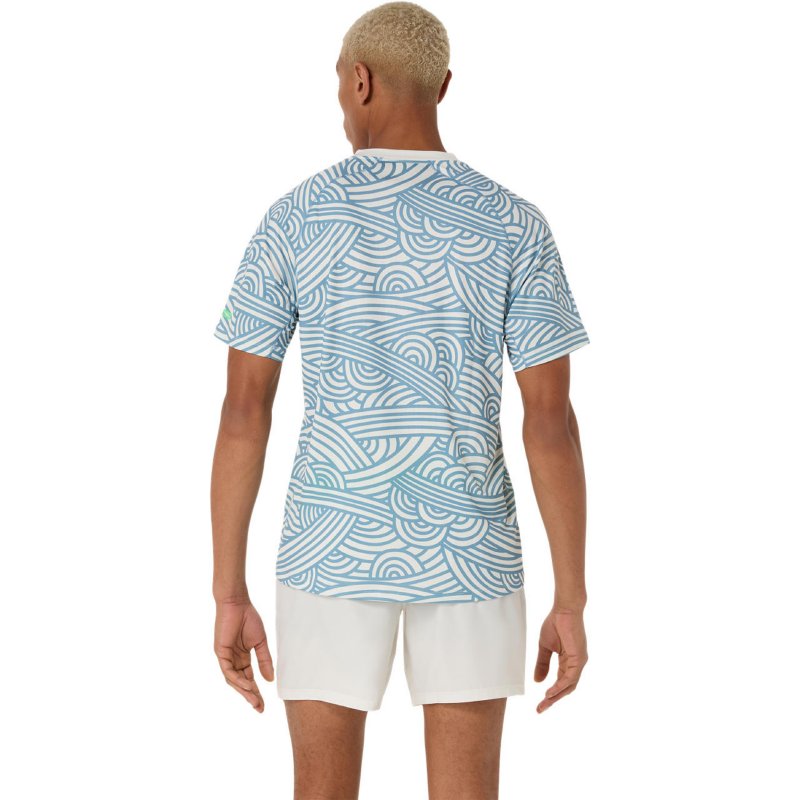 ASICS Tee-shirt à manches courtes homme Court Beige et bleu