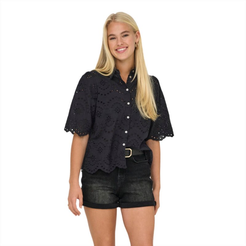 ONLY Chemise à manches courtes femme Valais Noir
