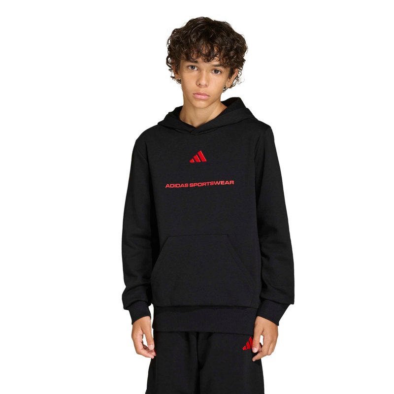 ADIDAS Sweatshirt à capuche garçon molleton Slogan Noir